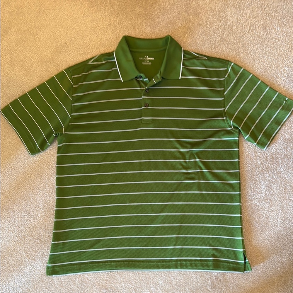 Grand Slam Green and White Polo Shirt with Stripes